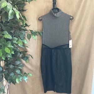 Faux leather mock turtleneck sexy dress!